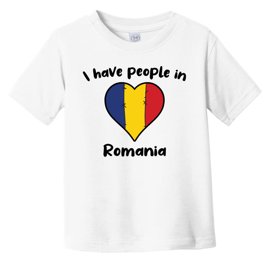 Romanian Flag Heart I Have People In Romania Infant Toddler T-Shirt