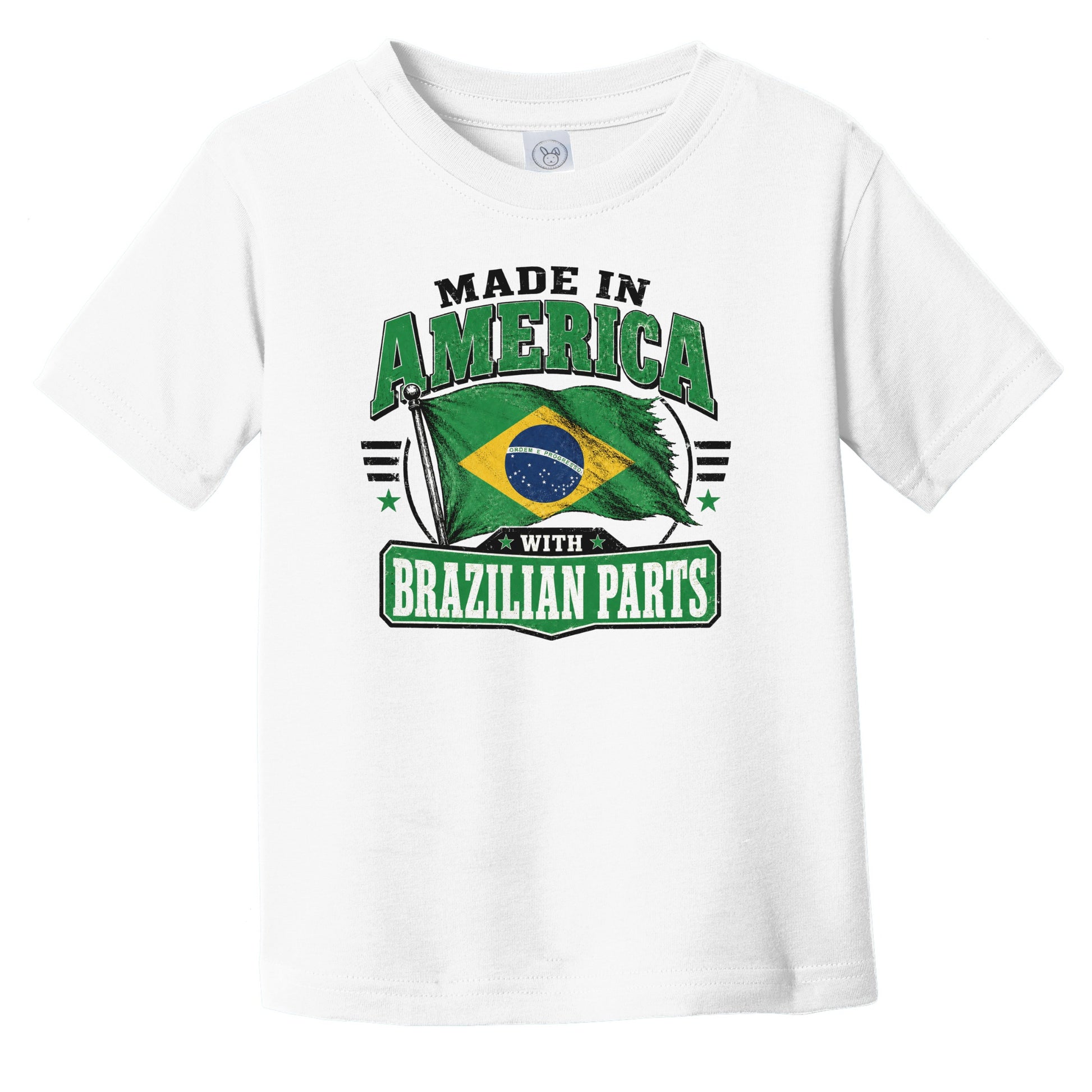 Made In America With Brazilian Parts Brazil Flag Infant Toddler T-Shirt