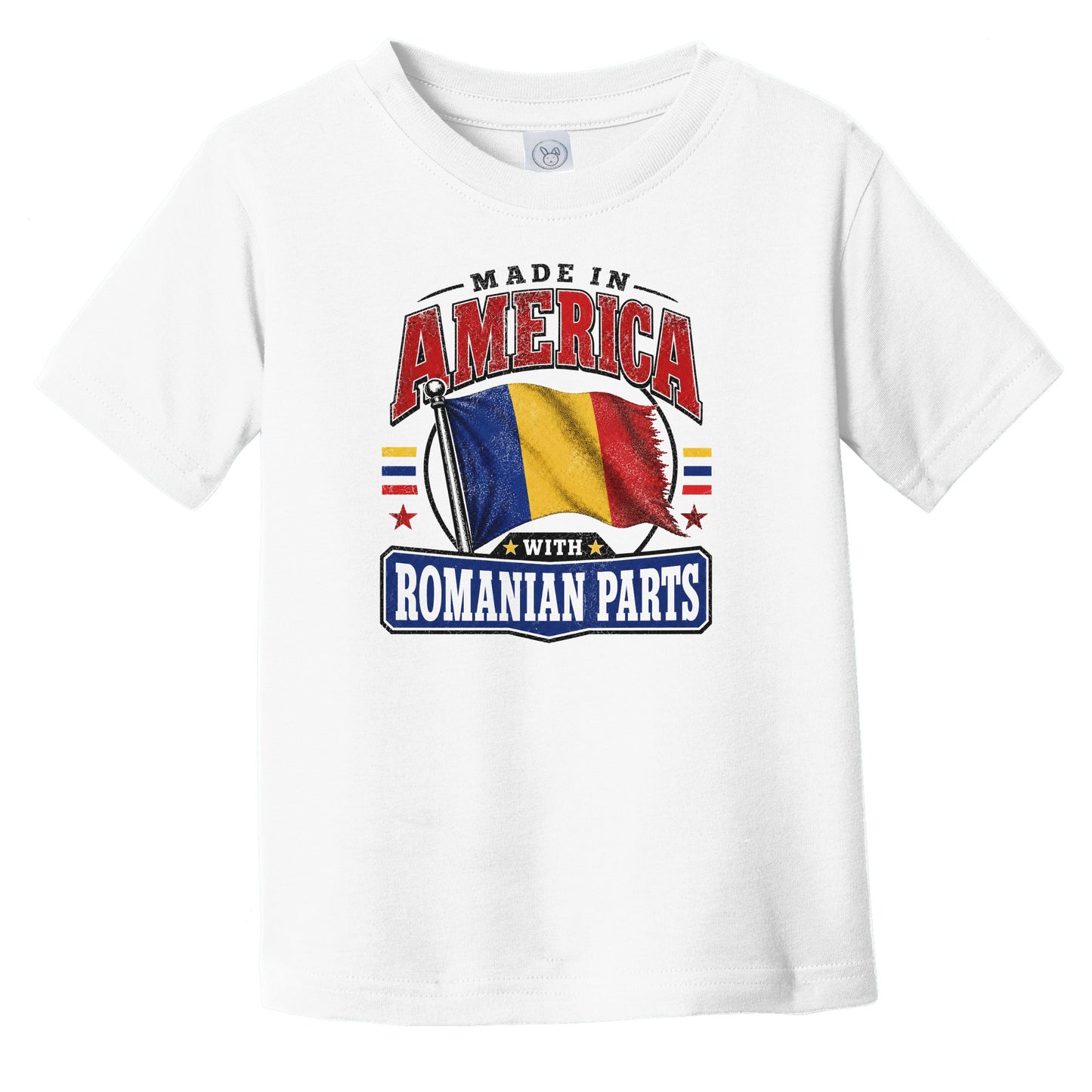 Made In America With Romanian Parts Romania Flag Infant Toddler T-Shirt