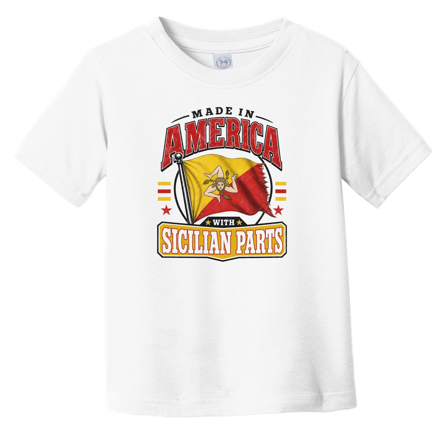 Made In America With Sicilian Parts Sicily Flag Infant Toddler T-Shirt
