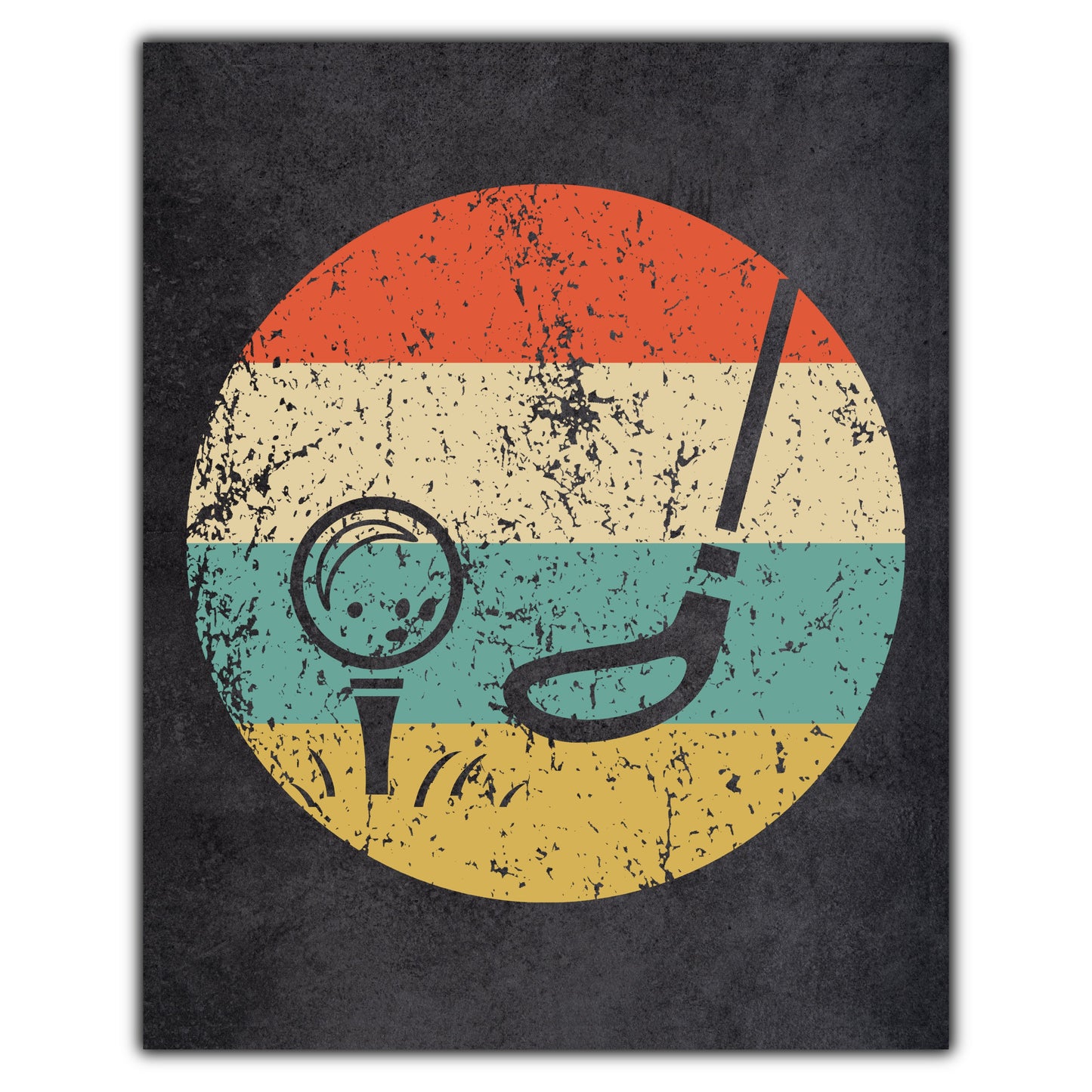 Golf Ball and Club Sports Icon Retro 8"x10" Wall Art Print
