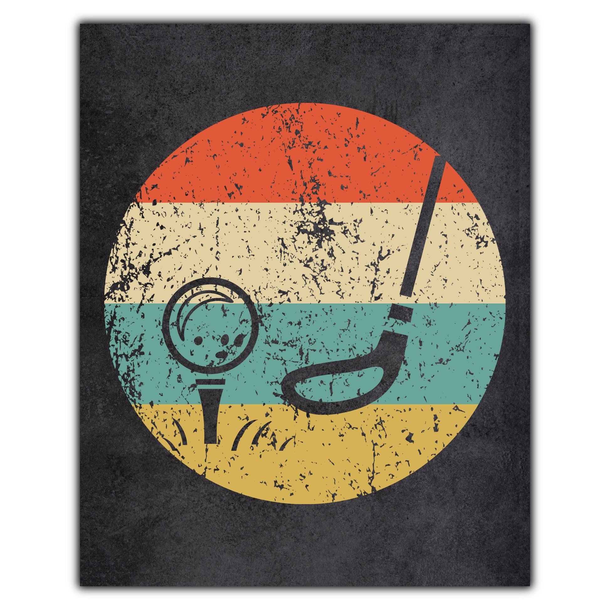 Golf Ball and Club Sports Icon Retro 8"x10" Wall Art Print