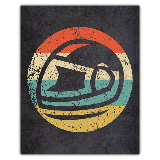 Motorcycle Helmet Icon Retro 8"x10" Wall Art Print