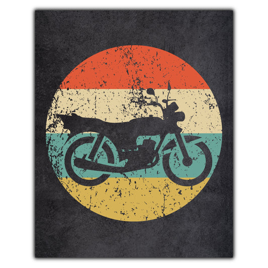 Motorcycle Bike Icon Retro 8"x10" Wall Art Print