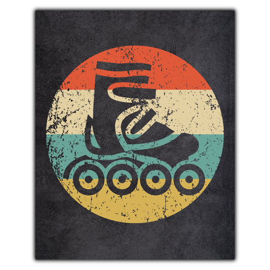 Inline Roller Skate Icon Retro 8"x10" Wall Art Print