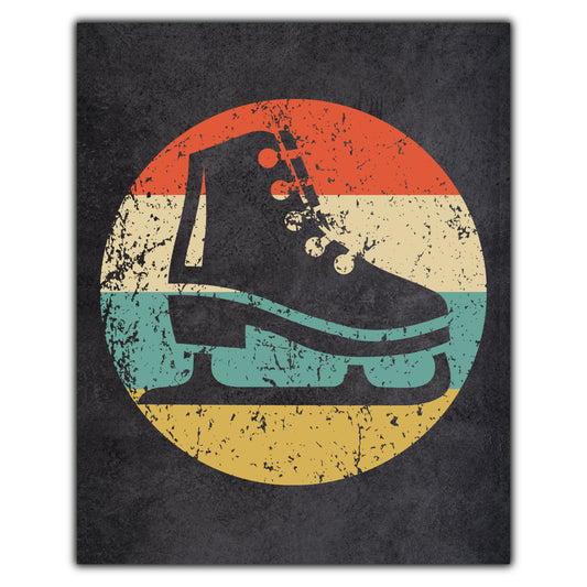 Ice Skate Figure Skating Icon Retro 8"x10" Wall Art Print