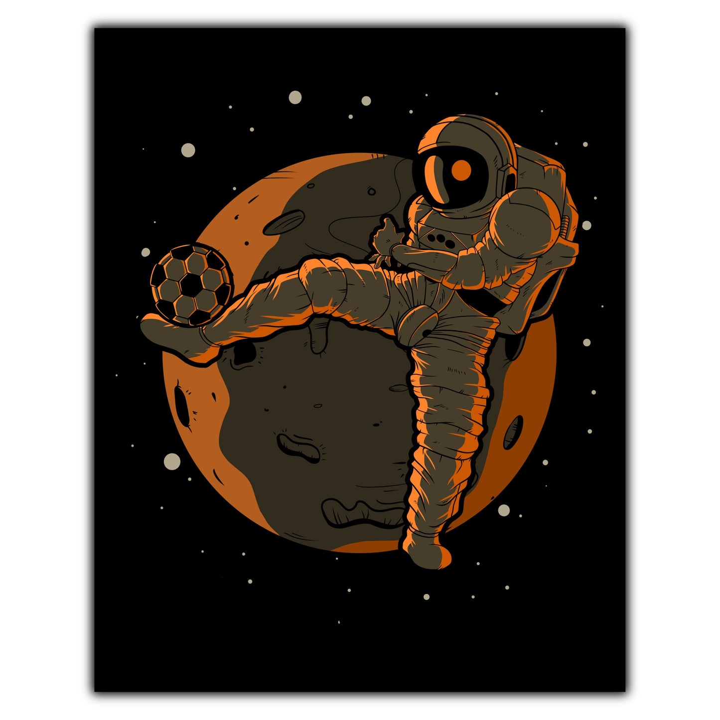 Soccer Astronaut Outer Space Spaceman 8"x10" Wall Art Print
