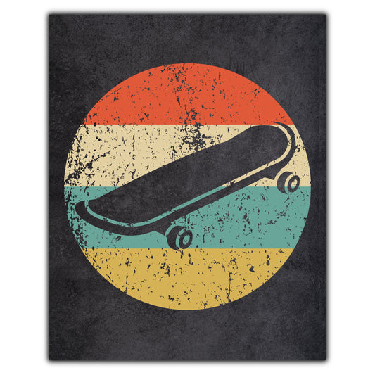Skateboard Skateboarding Icon Retro 8"x10" Wall Art Print