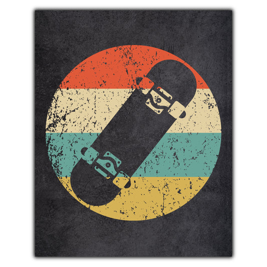 Skateboard Skateboarding Icon Retro 8"x10" Wall Art Print