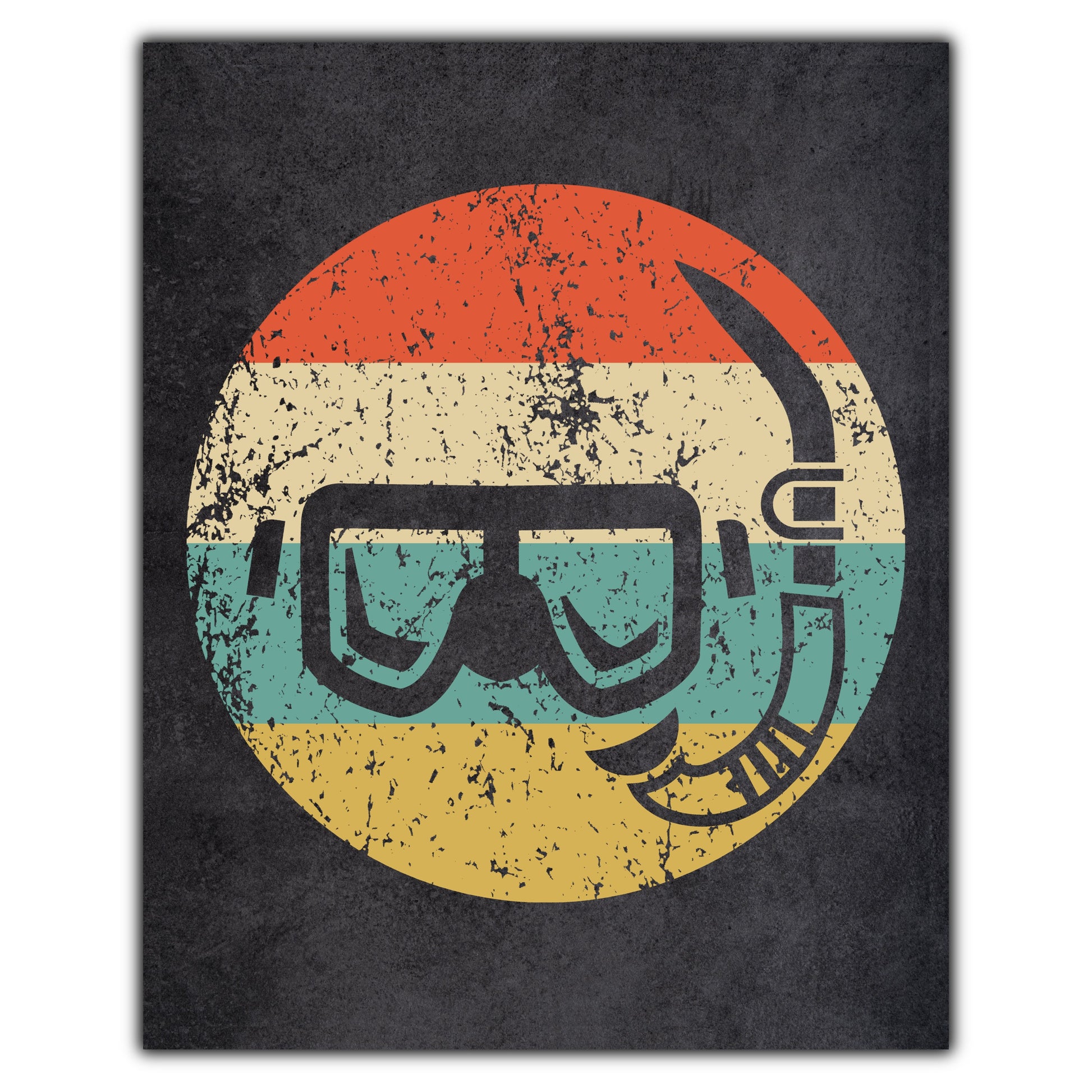 Snorkel Mask Snorkeling Icon Retro 8"x10" Wall Art Print