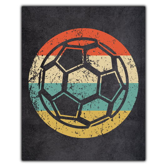 Soccer Ball Sports Icon Retro 8"x10" Wall Art Print