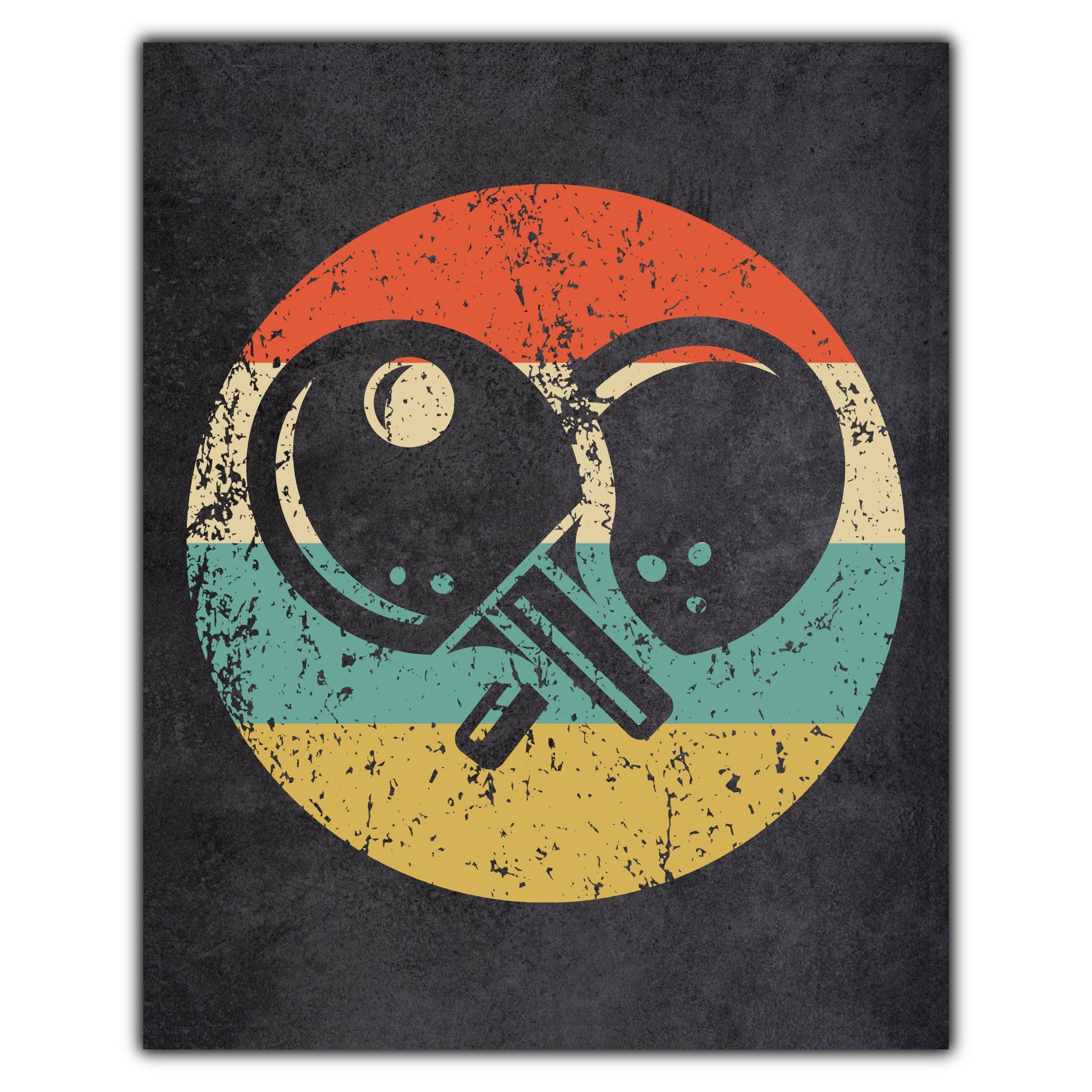 Table Tennis Paddles Icon Retro 8"x10" Wall Art Print