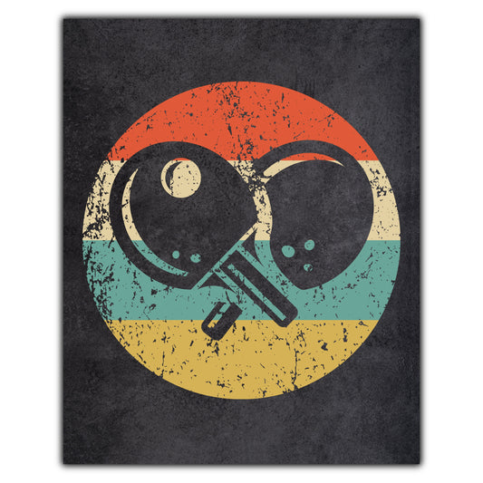 Table Tennis Paddles Icon Retro 8"x10" Wall Art Print