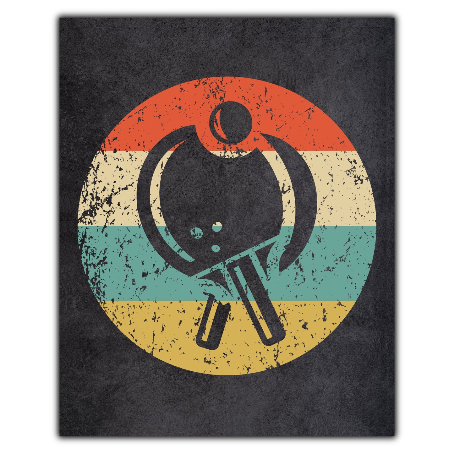 Table Tennis Paddles Icon Retro 8"x10" Wall Art Print