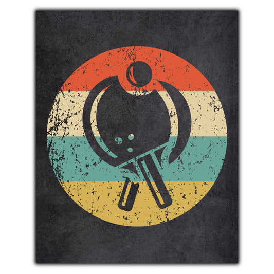 Table Tennis Paddles Icon Retro 8"x10" Wall Art Print