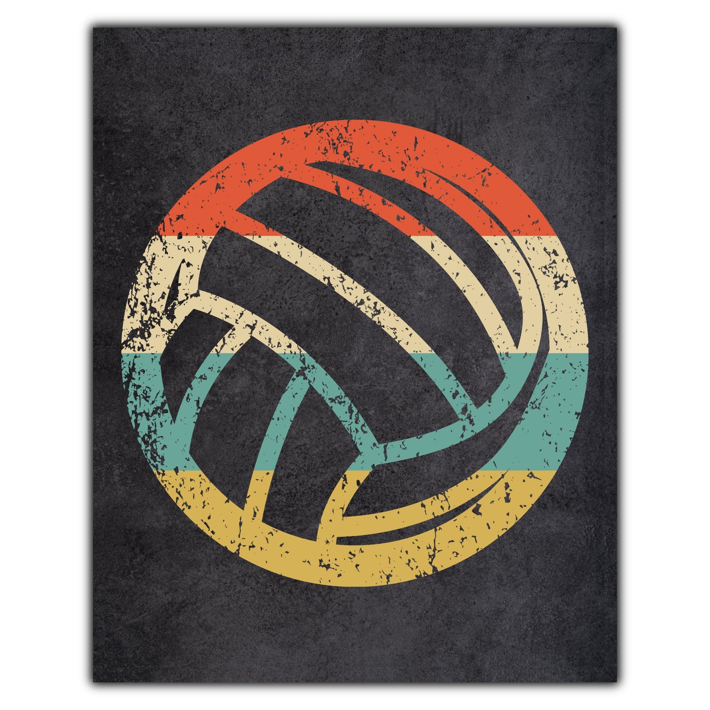 Volleyball Ball Sports Icon Retro 8"x10" Wall Art Print