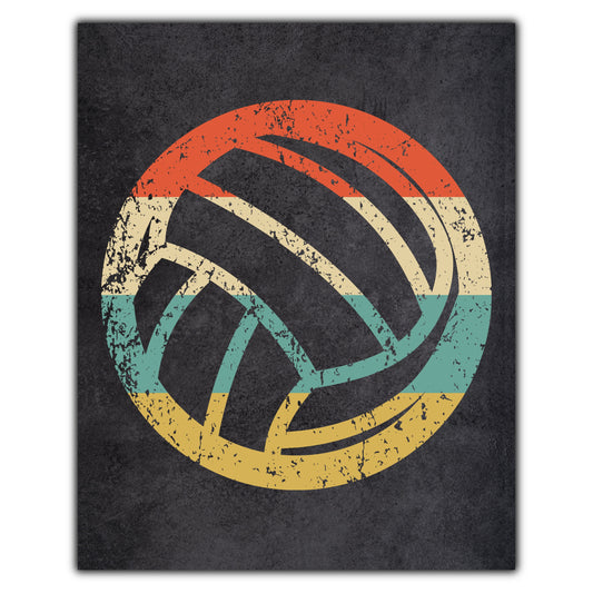 Volleyball Ball Sports Icon Retro 8"x10" Wall Art Print
