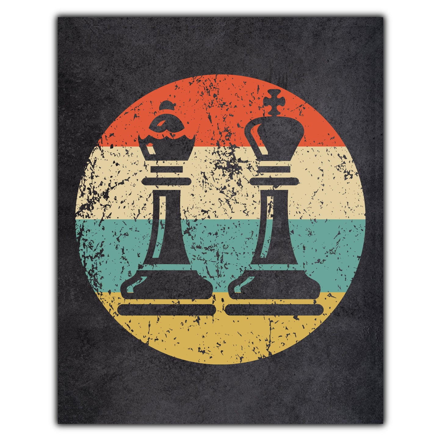Chess Pieces Icon Retro 8"x10" Wall Art Print