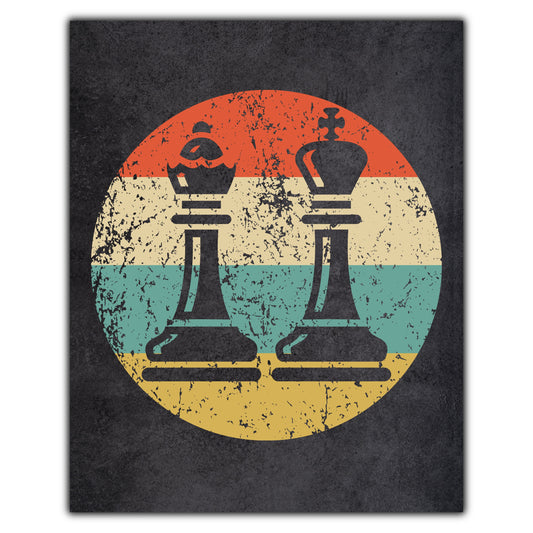 Chess Pieces Icon Retro 8"x10" Wall Art Print
