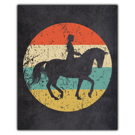 Equestrian Horse Dressage Icon Retro 8"x10" Wall Art Print