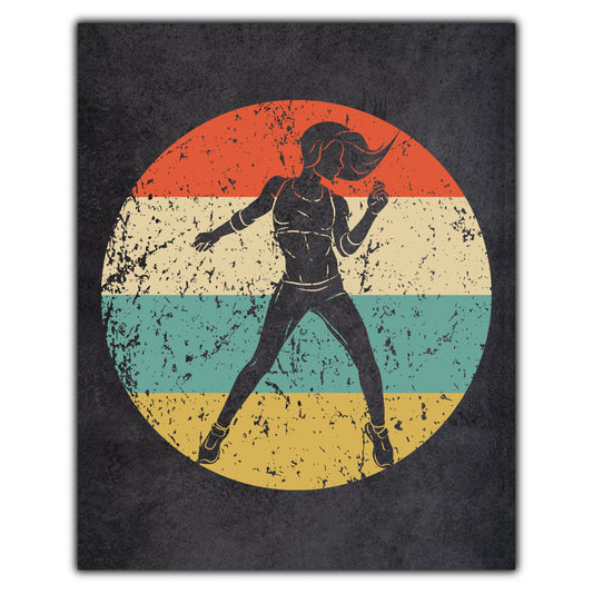 Dance Fitness Instructor Icon Retro 8"x10" Wall Art Print