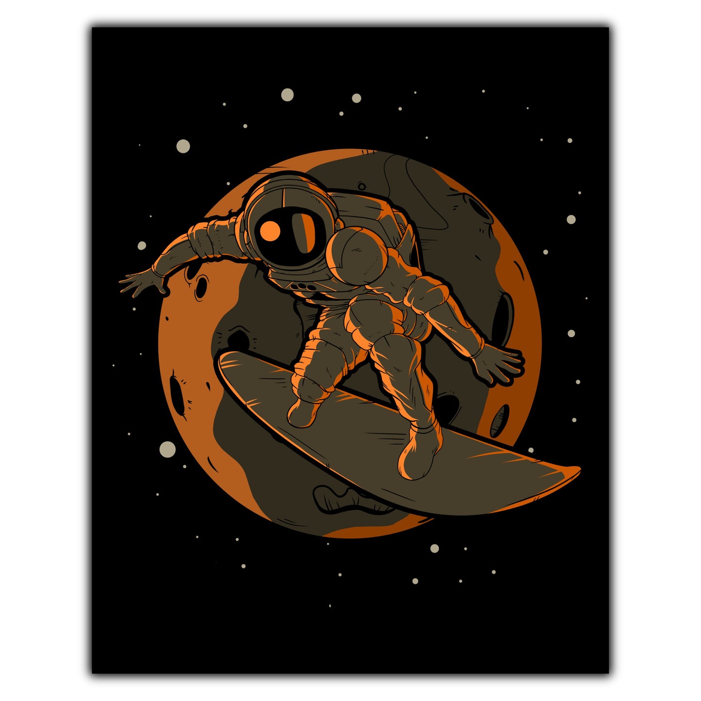 Surfing Astronaut Outer Space Spaceman 8"x10" Wall Art Print