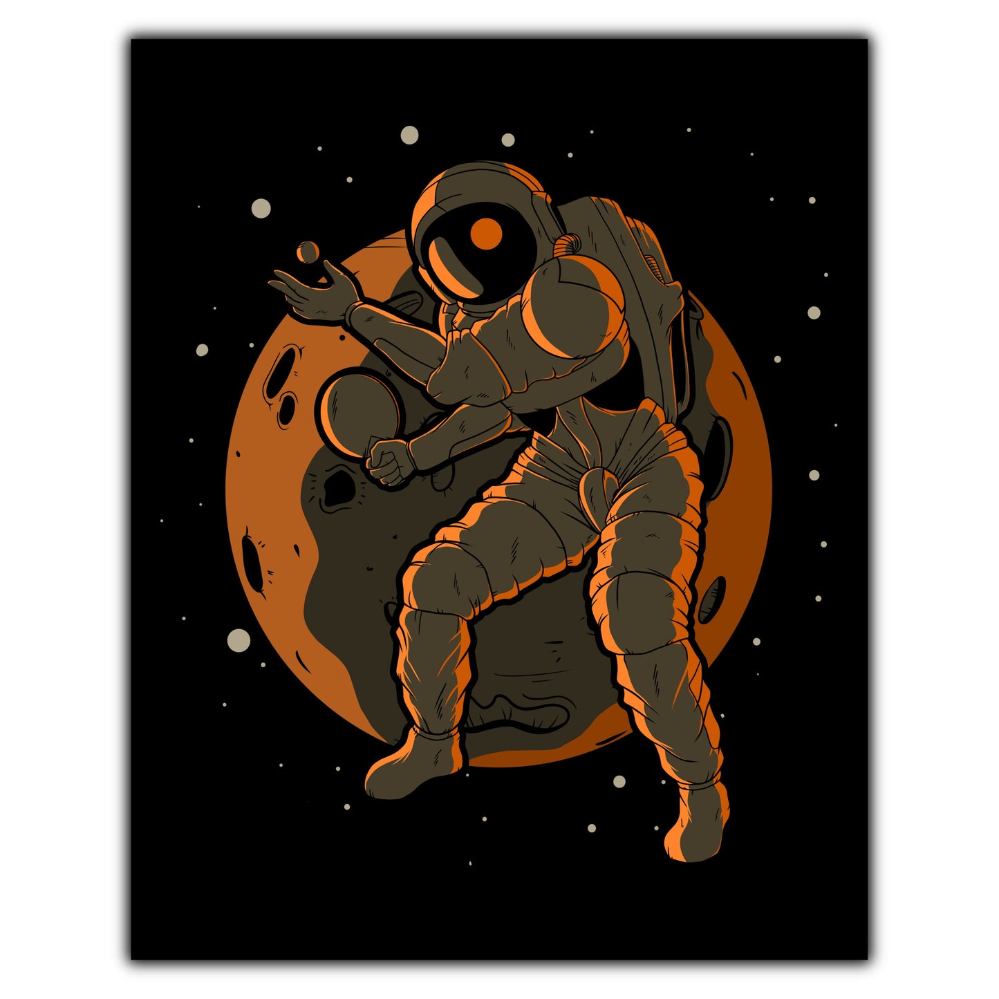 Table Tennis Astronaut Outer Space Spaceman 8"x10" Wall Art Print