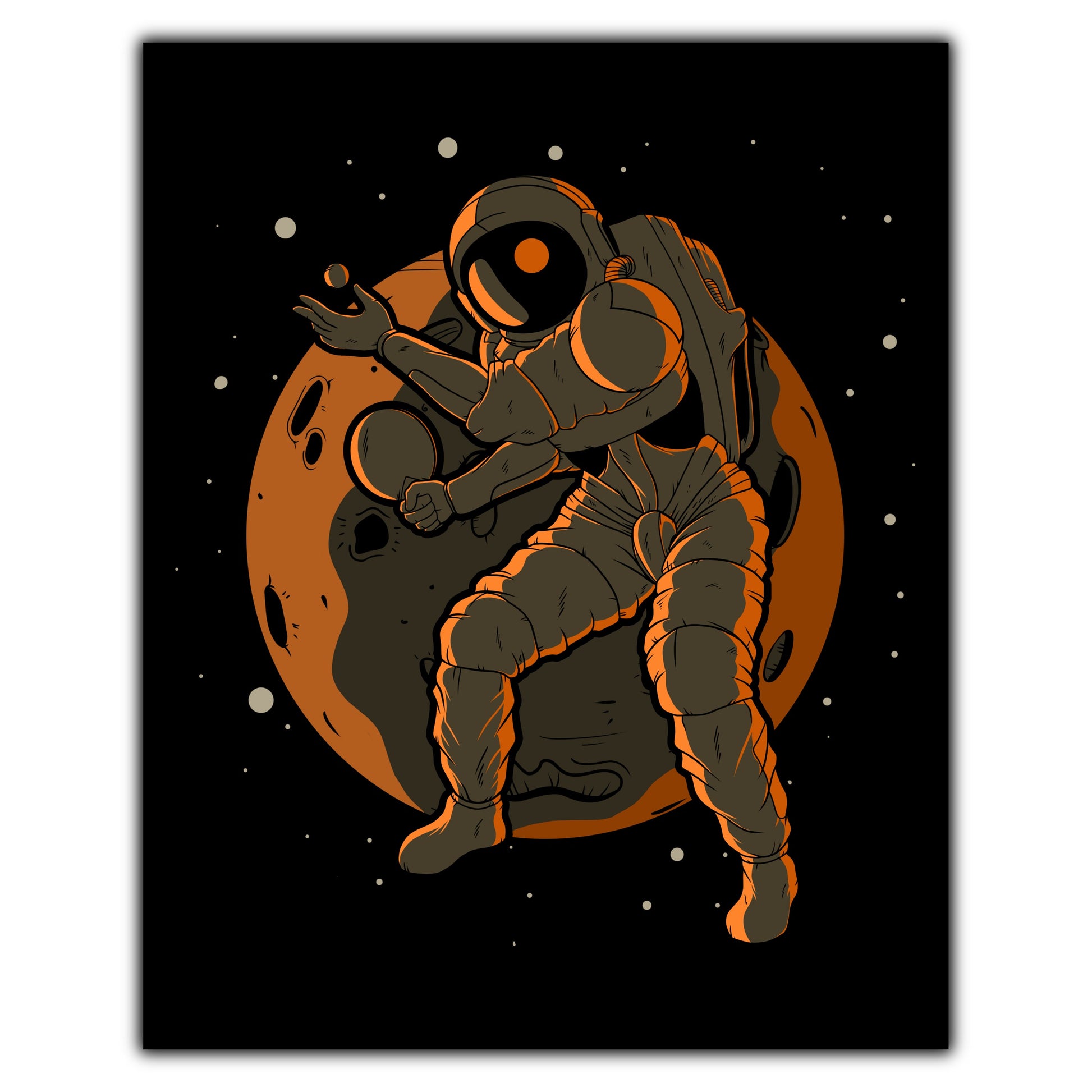 Table Tennis Astronaut Outer Space Spaceman 8"x10" Wall Art Print