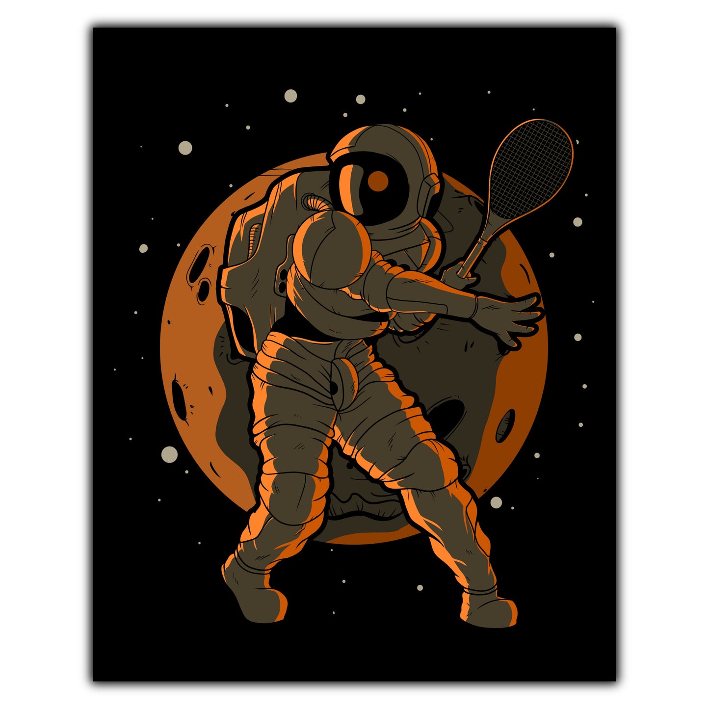 Tennis Astronaut Outer Space Spaceman 8"x10" Wall Art Print