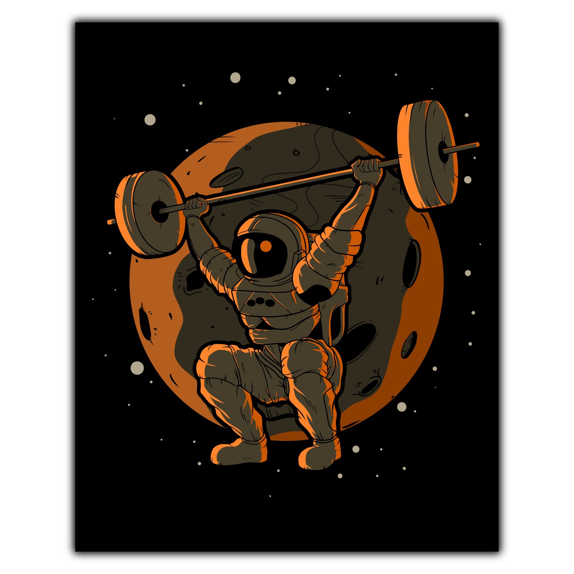 Weightlifting Astronaut Outer Space Spaceman 8"x10" Wall Art Print