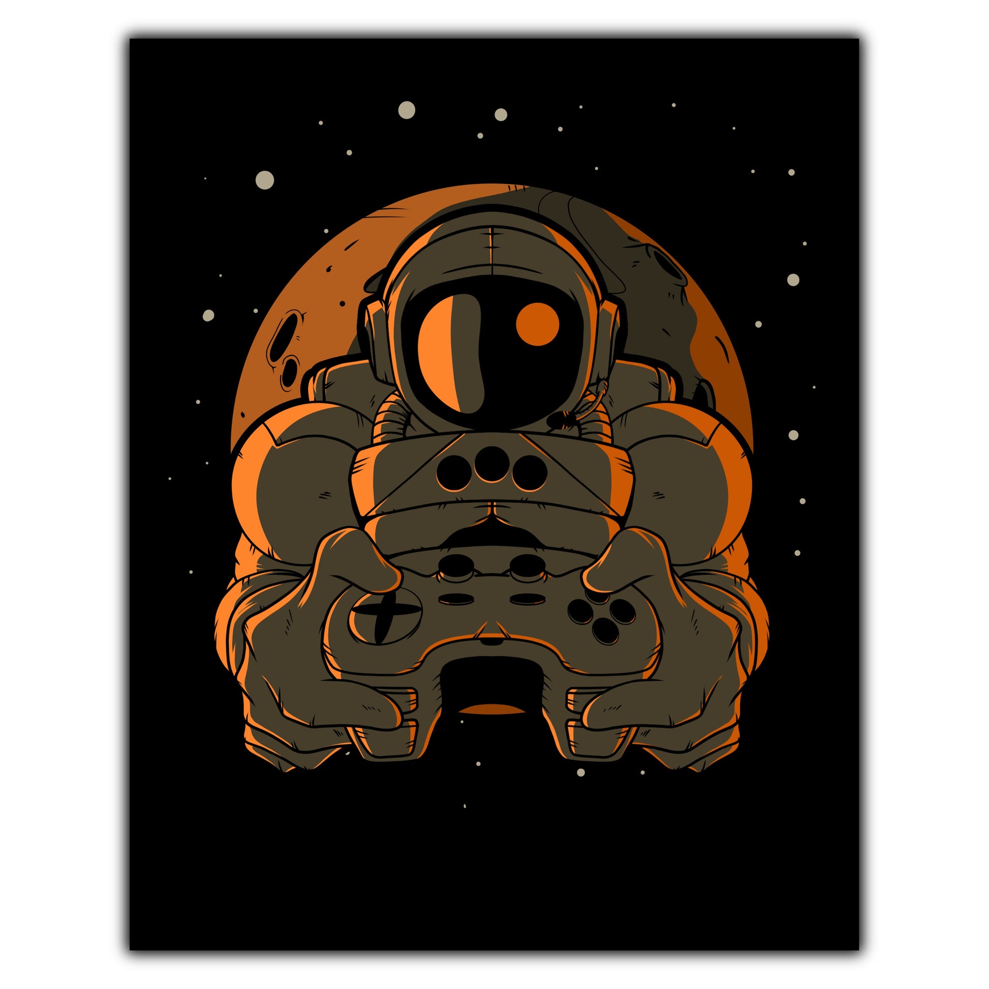 Gamer Astronaut Outer Space Spaceman Video Games 8"x10" Wall Art Print