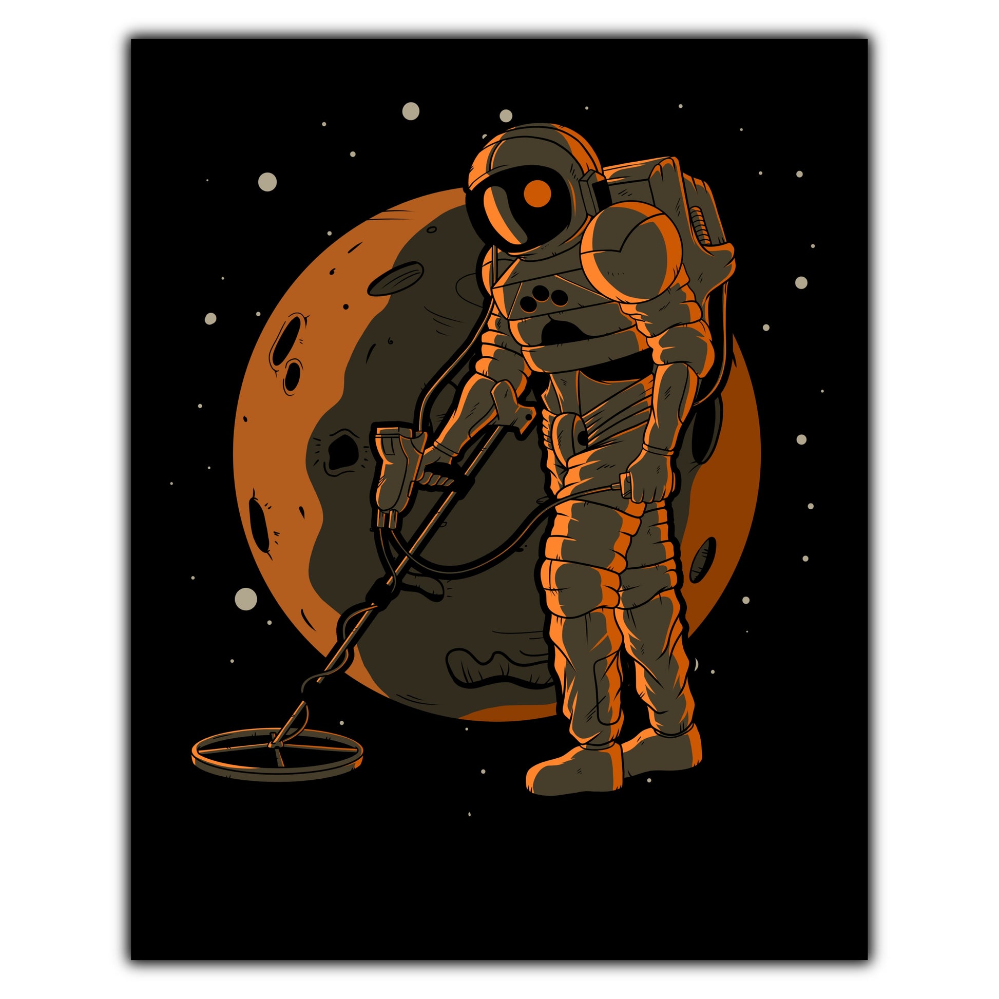 Metal Detectorist Astronaut Space Spaceman Metal Detector 8"x10" Wall Art Print