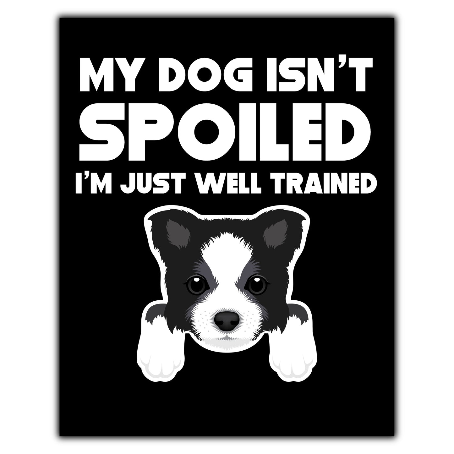 My Dog Isn't Spoiled I'm Just Well Trained Funny Border Collie 8"x10" Wall Art Print