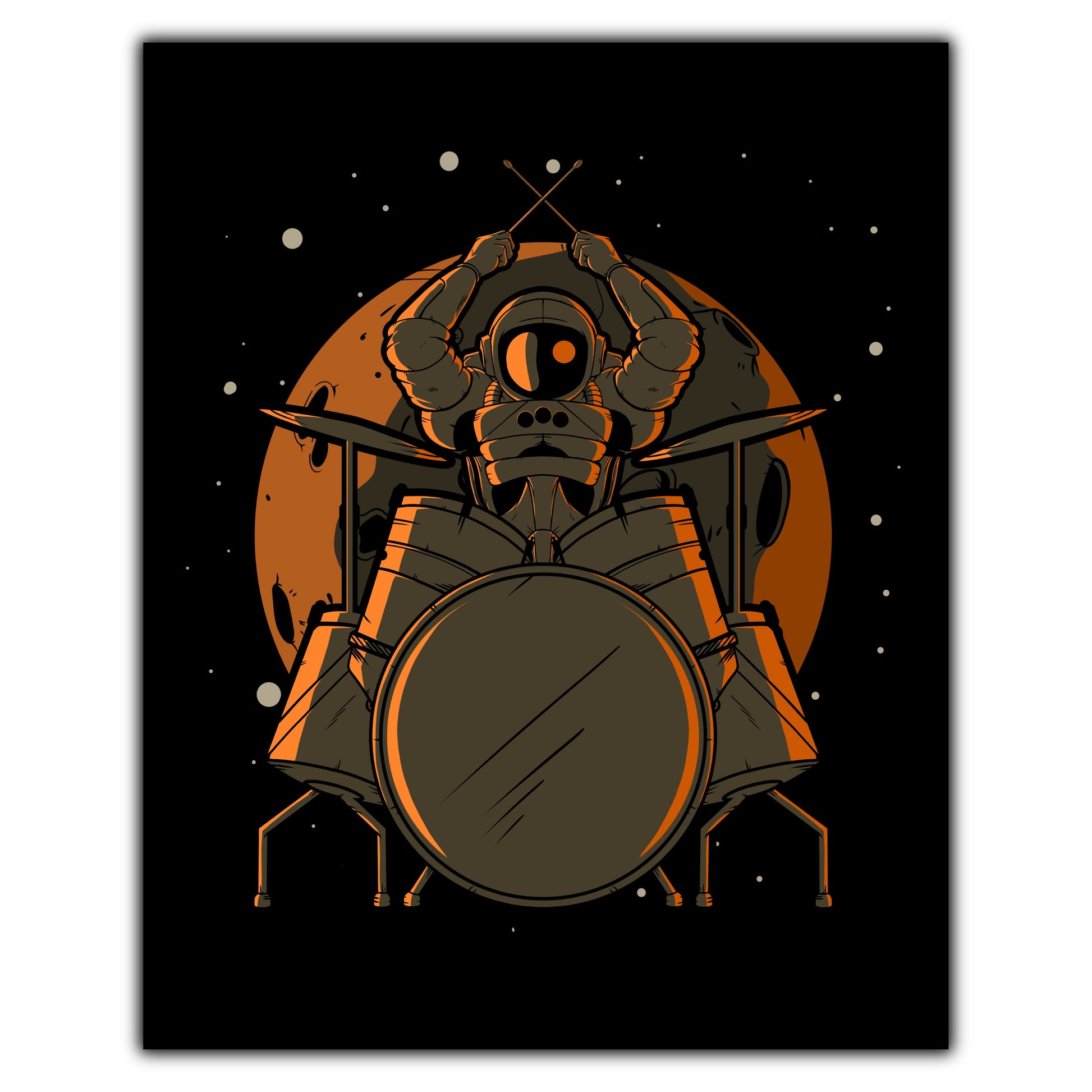 Drummer Astronaut Outer Space Spaceman Drums 8"x10" Wall Art Print