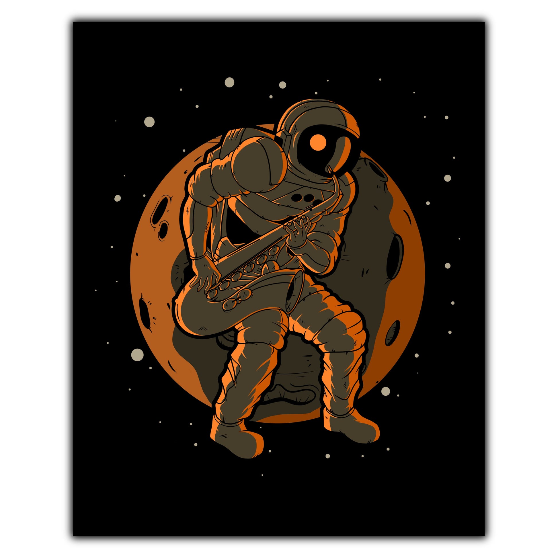 Sax Player Astronaut Outer Space Spaceman Saxophone 8"x10" Wall Art Print