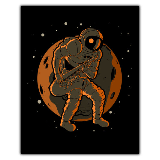 Sax Player Astronaut Outer Space Spaceman Saxophone 8"x10" Wall Art Print