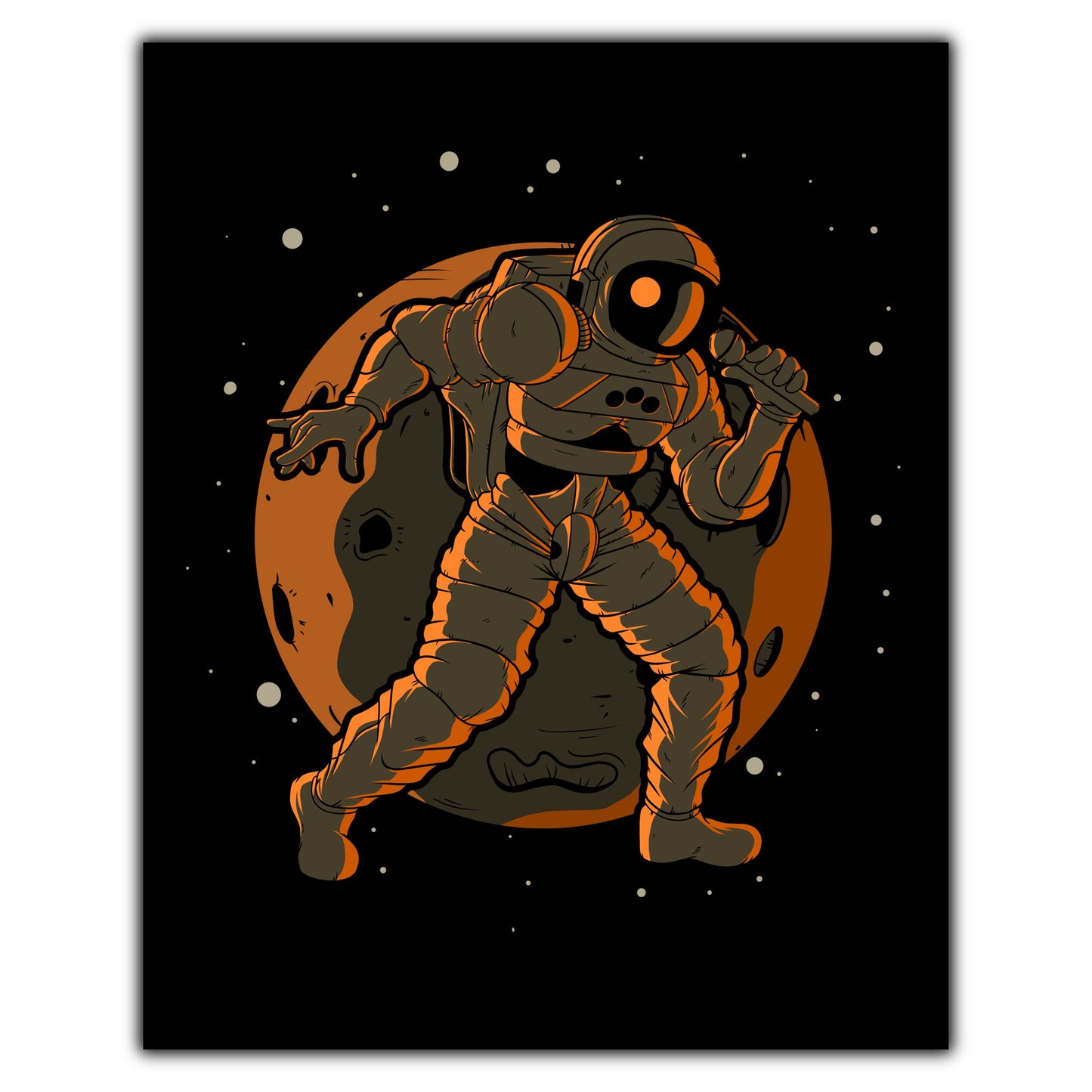 Singer Astronaut Outer Space Spaceman Karaoke 8"x10" Wall Art Print