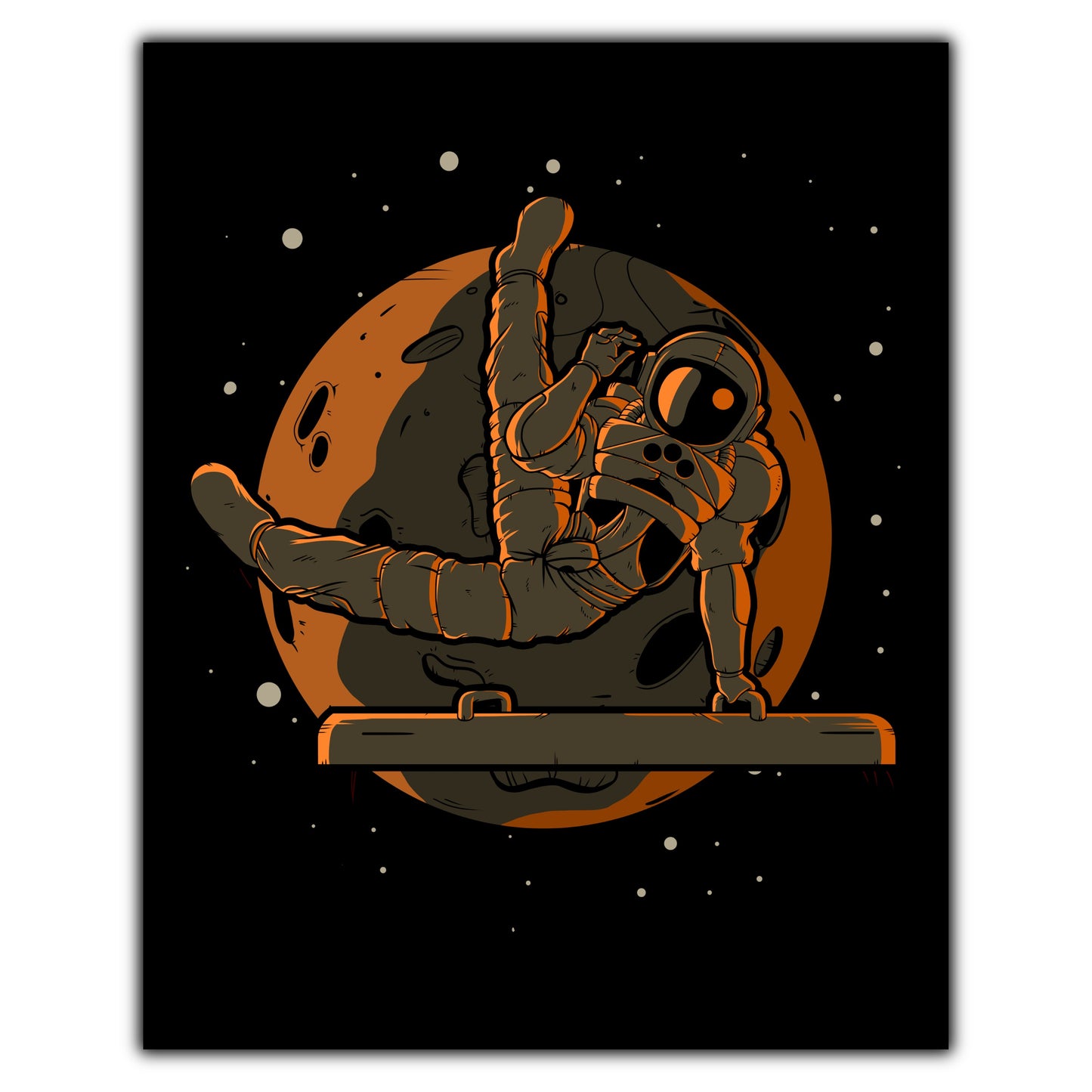 Male Gymnast Astronaut Outer Space Spaceman Gymnastics 8"x10" Wall Art Print