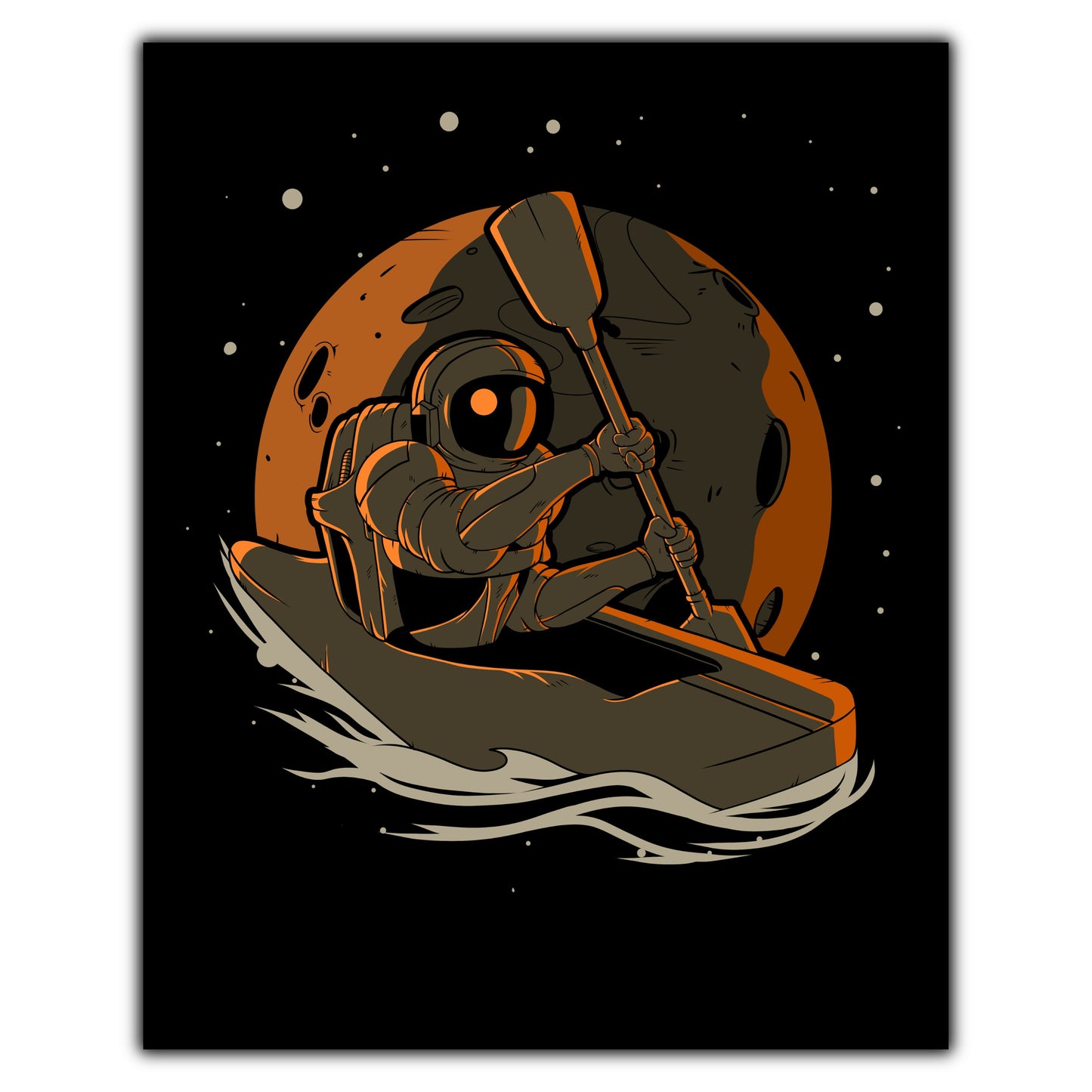 Kayaker Astronaut Outer Space Spaceman Kayaking 8"x10" Wall Art Print