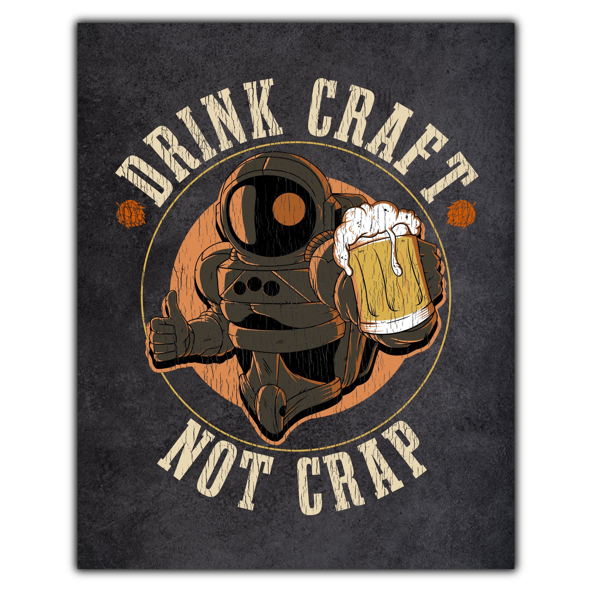 Drink Craft Not Crap Astronaut Funny Craft Beer Snob 8"x10" Wall Art Print