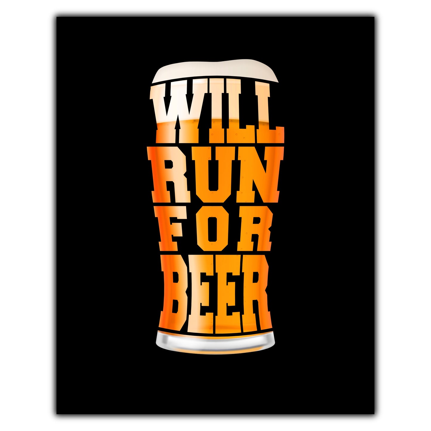 Will Run For Beer Funny Craft Beer Runner 8"x10" Wall Art Print