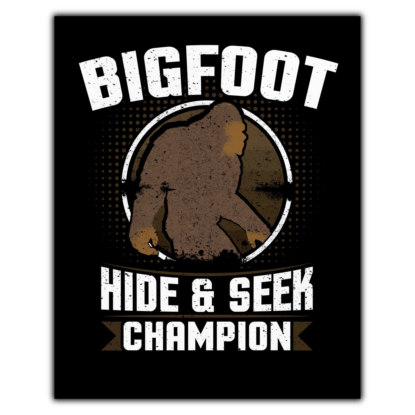 Bigfoot Hide And Seek Champion Funny Sasquatch 8"x10" Wall Art Print