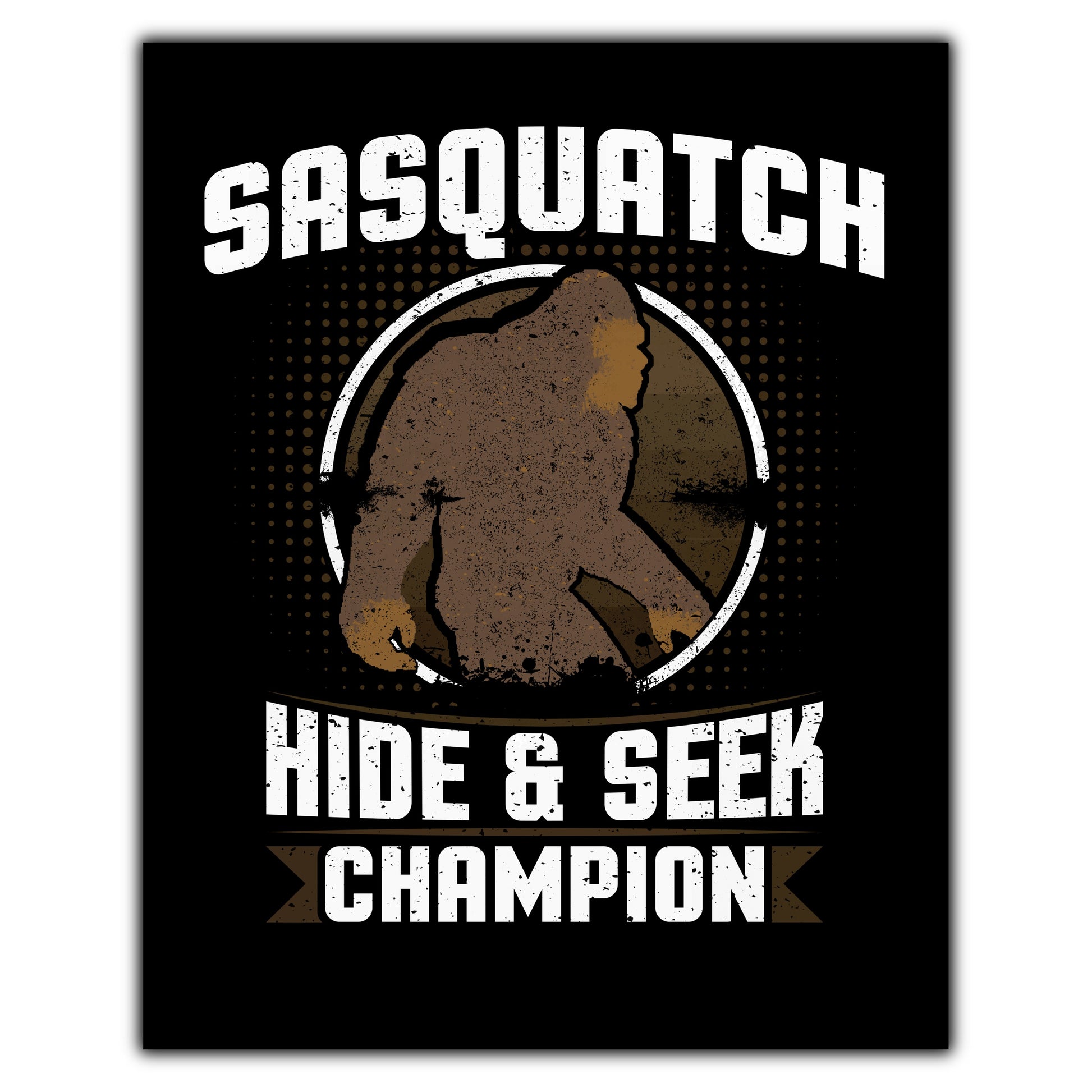 Sasquatch Hide And Seek Champion Funny Bigfoot 8"x10" Wall Art Print