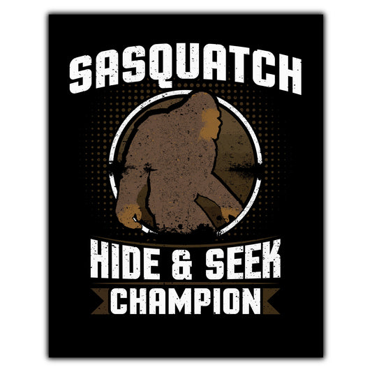 Sasquatch Hide And Seek Champion Funny Bigfoot 8"x10" Wall Art Print