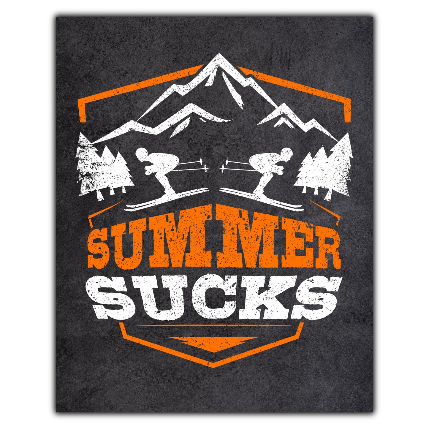 Summer Sucks Funny Skiing Graphic 8"x10" Wall Art Print