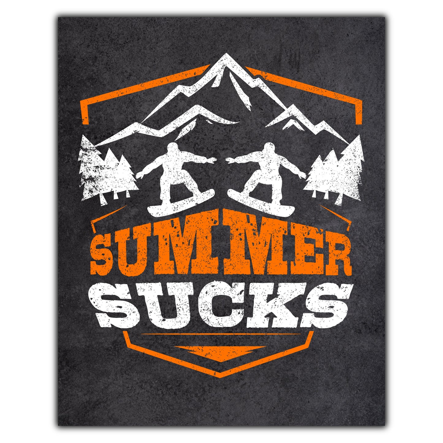 Summer Sucks Funny Snowboarding Graphic 8"x10" Wall Art Print