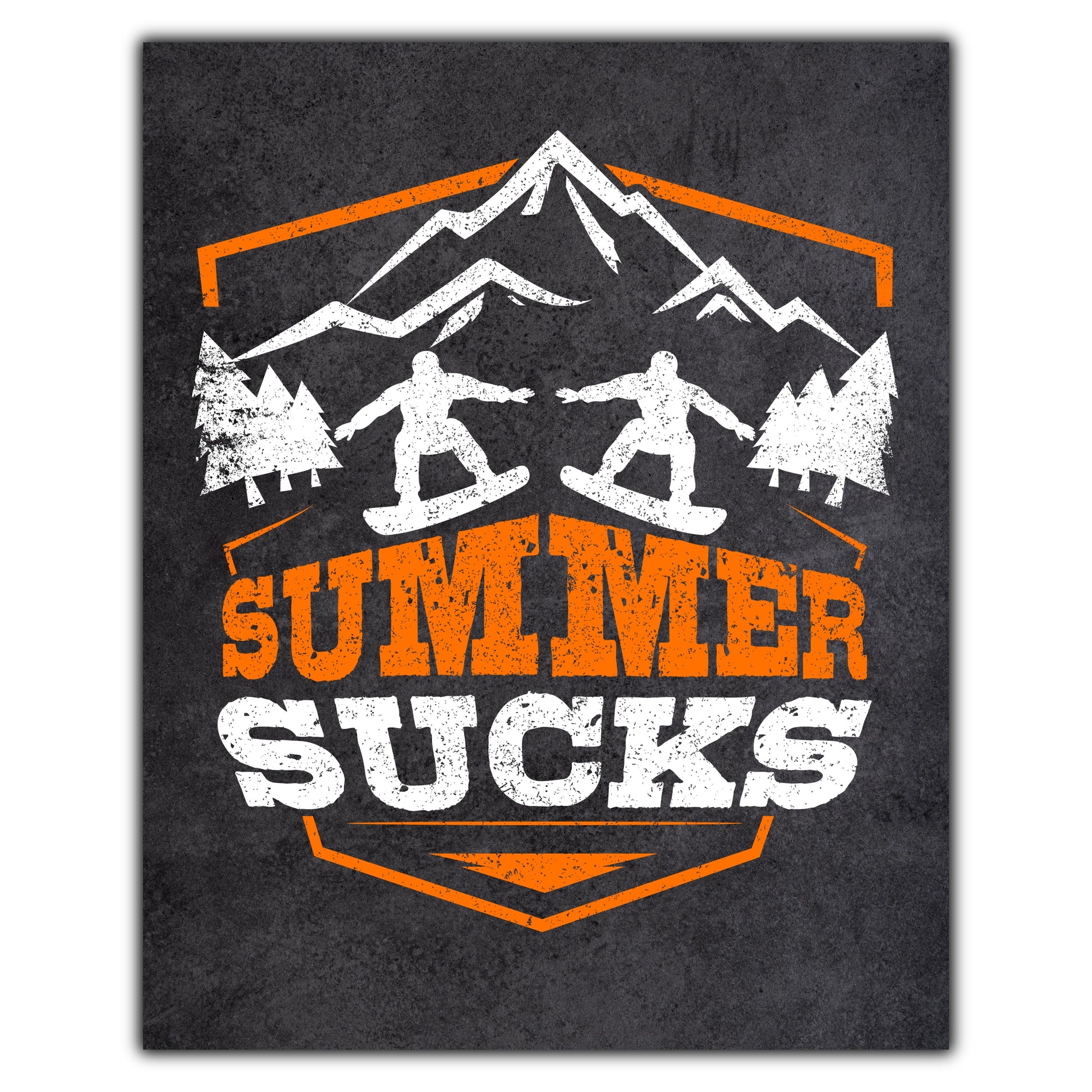 Summer Sucks Funny Snowboarding Graphic 8"x10" Wall Art Print
