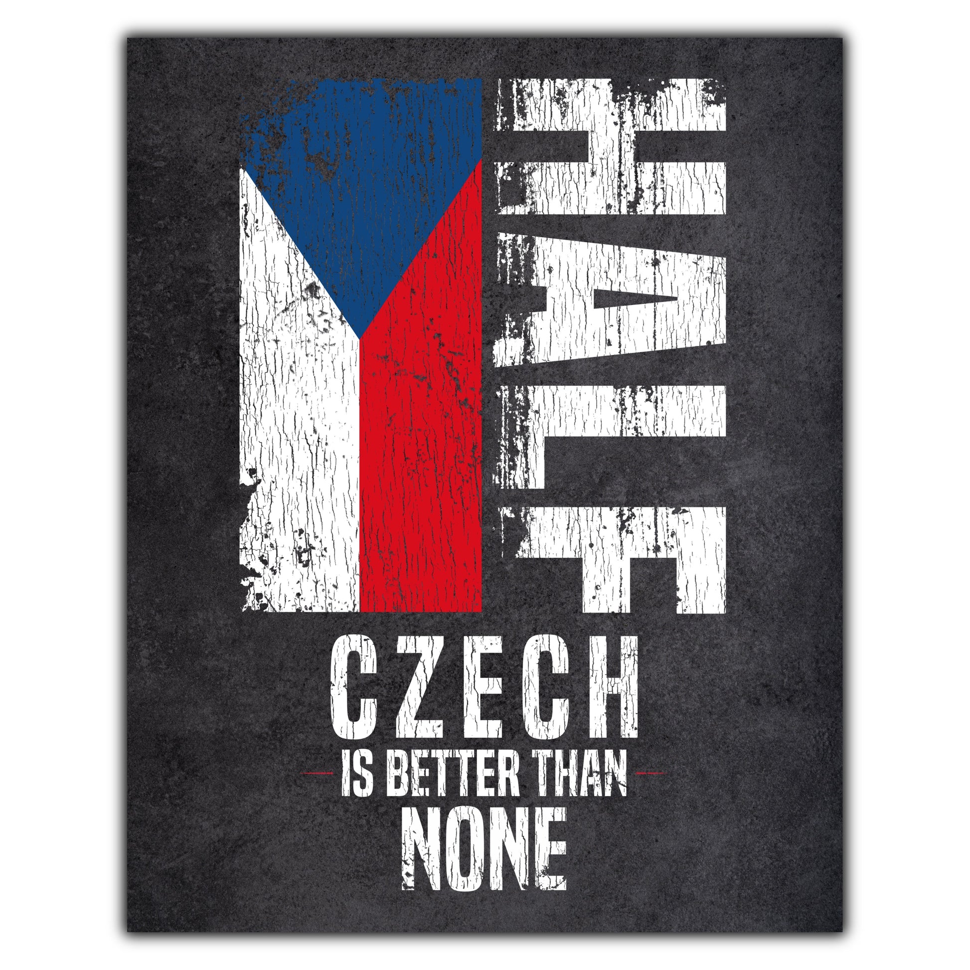 Half Czech Is Better Than None Funny Czech Flag 8"x10" Wall Art Print