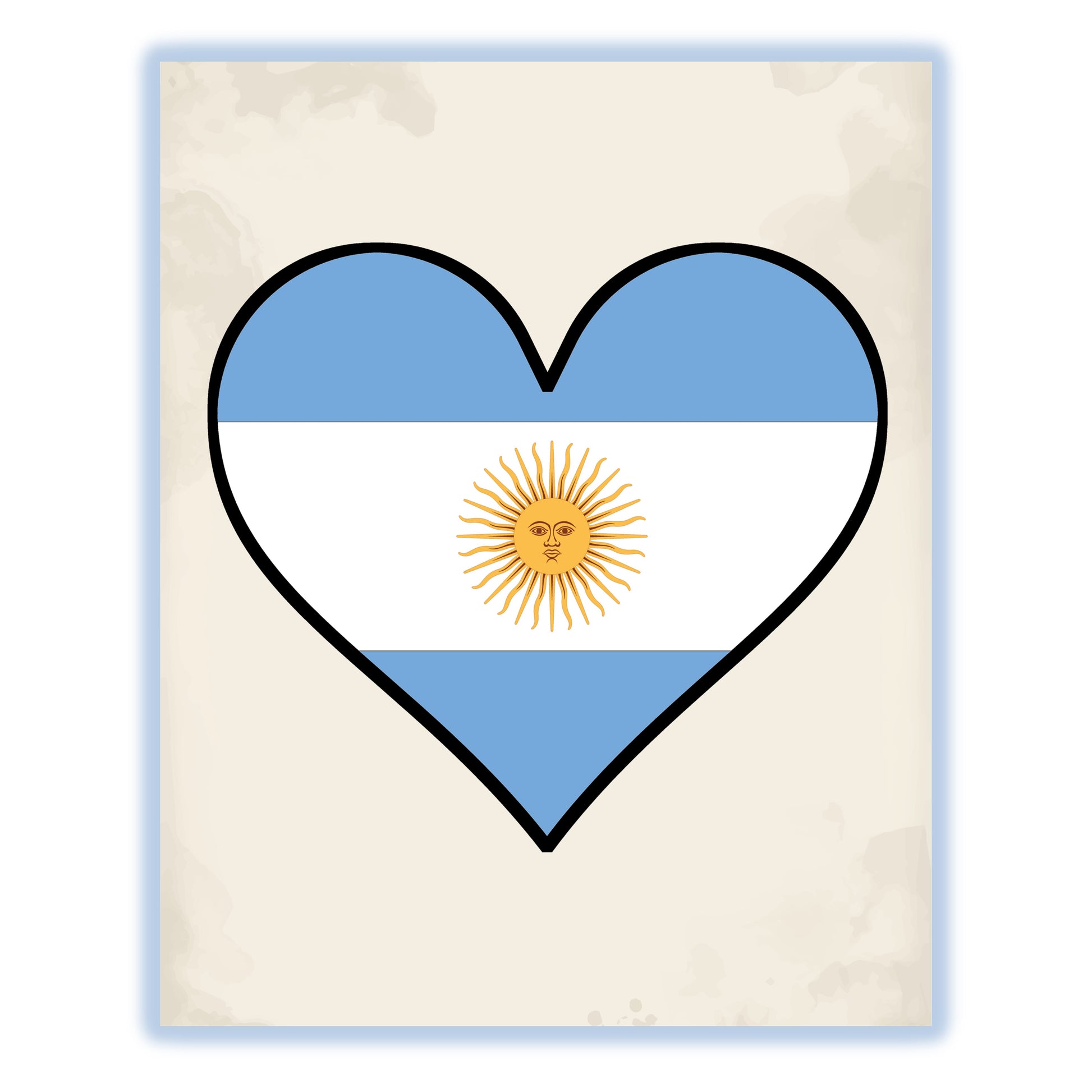 Argentinian Flag Heart Flag of Argentina 8"x10" Wall Art Print