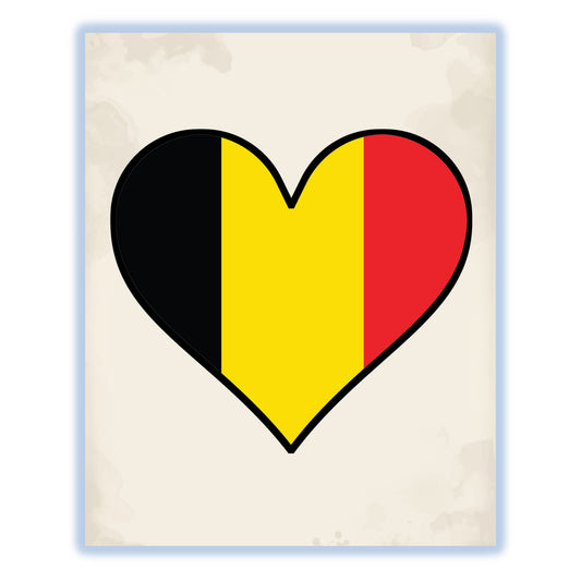 Belgian Flag Heart Flag of Belgium 8"x10" Wall Art Print